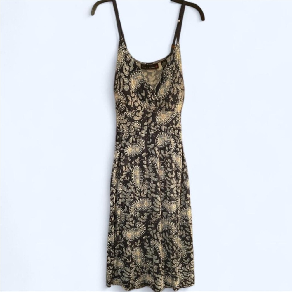 Allison Brittney Paisley Print Blue and White Adjustable Strap Midi Sundress